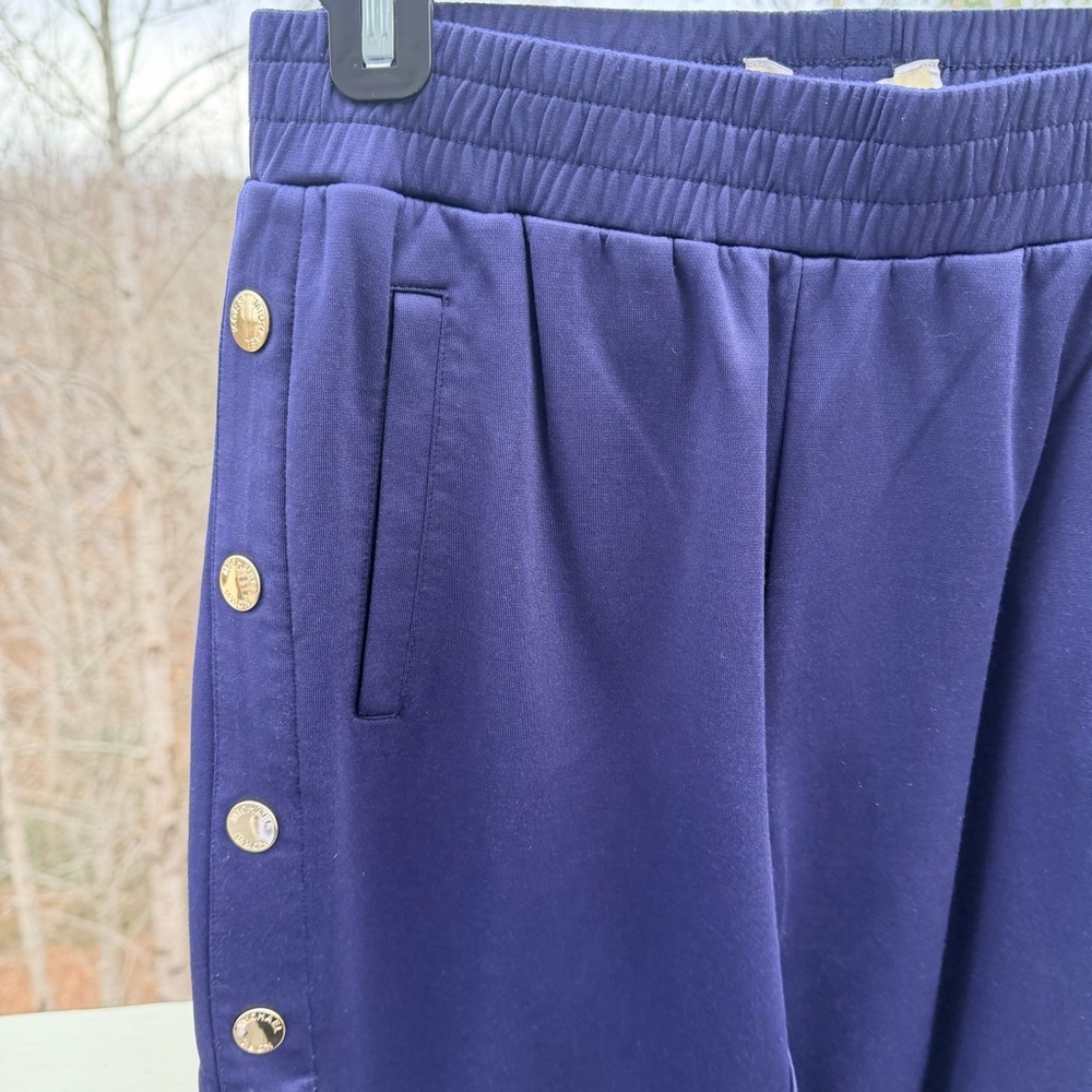 SET!! MICHAEL KORS Navy Blue White Track Jumpsuit Jacket Striped Break Away Pant - Picture 11 of 16